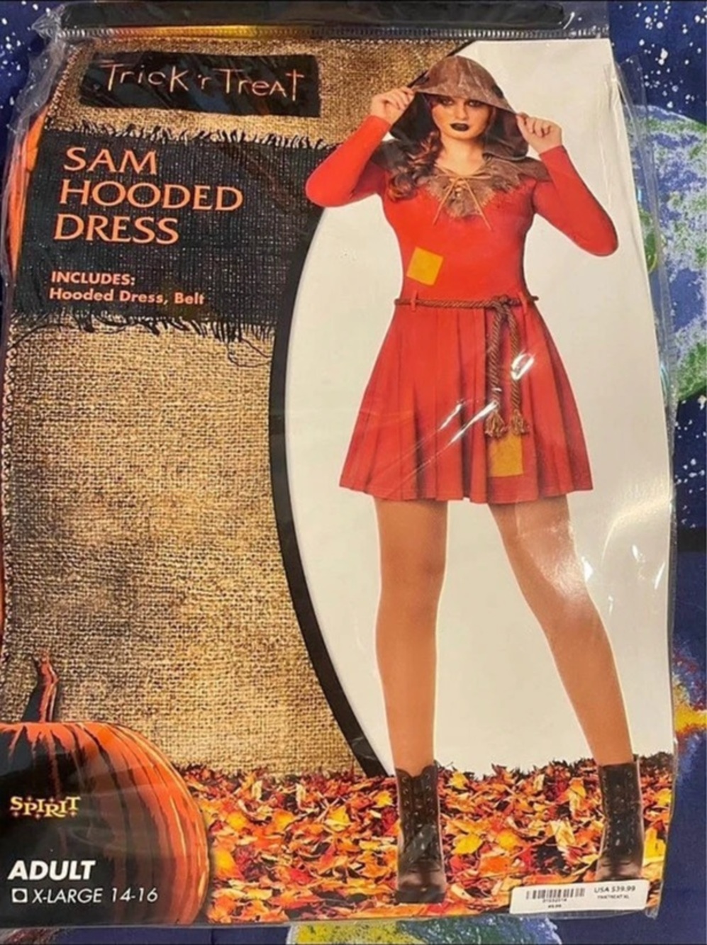 Trick or Treat Sam Hooded Dress Red Hooded Dress Size Large NWT
